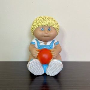 Vintage Original 1983 Cabbage Patch Kids 6” Coin Piggy Bank Blonde Overalls Boy